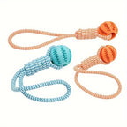 Interactive Dog Toy 3-Pack - Tug Rope, Treat Ball & Chew Toy for Large Breeds