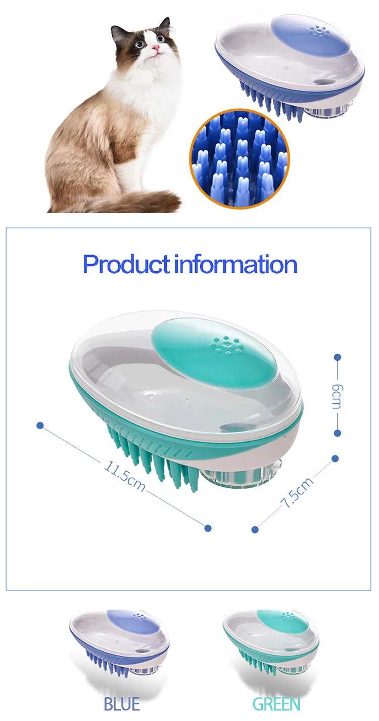 2-in-1 Pet Bath Brush - Silicone Grooming Comb & Shampoo Dispenser