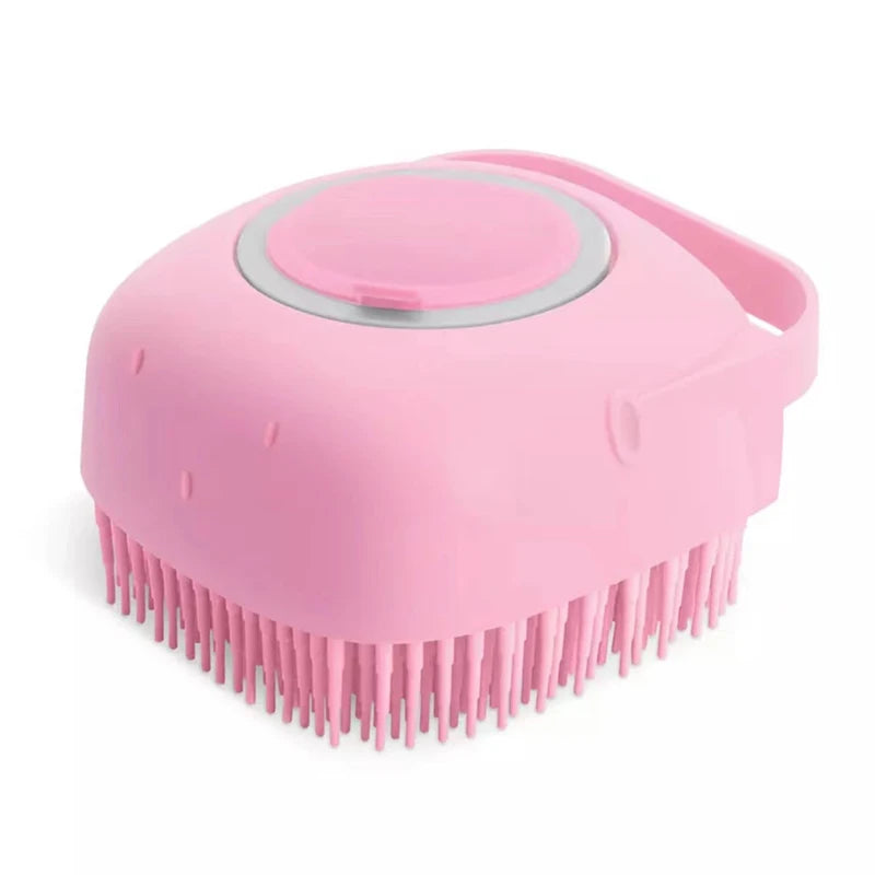 2-in-1 Pet Bath Brush - Silicone Grooming Comb & Shampoo Dispenser