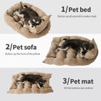 3-in-1 Dog & Cat Bed – Warm Soft Pet Cushion for Puppies & Cats