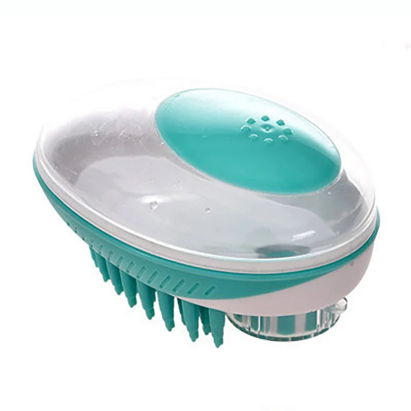 2-in-1 Pet Bath Brush - Silicone Grooming Comb & Shampoo Dispenser