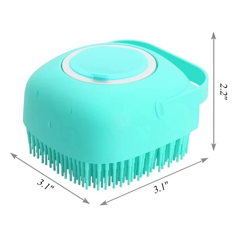 2-in-1 Pet Bath Brush - Silicone Grooming Comb & Shampoo Dispenser
