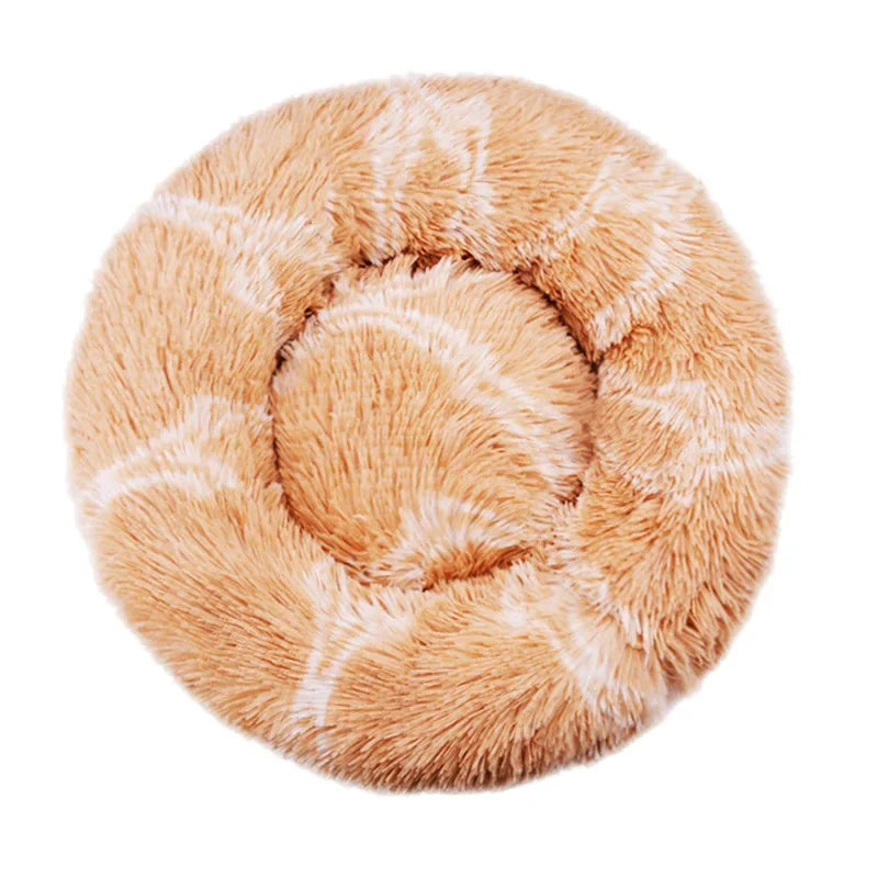 Round Plush Pet Bed – Soft Warm Dog & Cat Bed for Winter