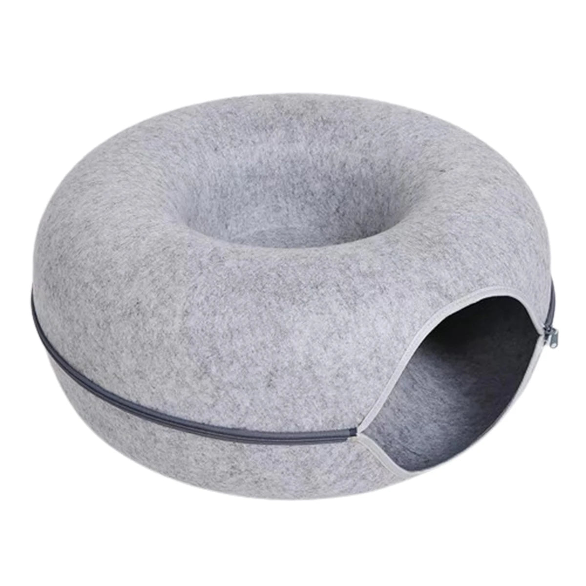 Felt Donut Cat Bed – 2-in-1 Hideaway & Tunnel for Cats