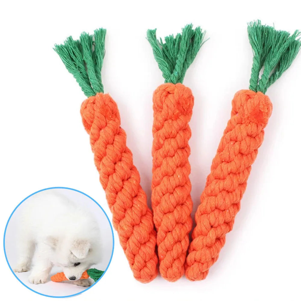 Carrot-Shaped Dog Chew Toy – Durable Rope for Puppies