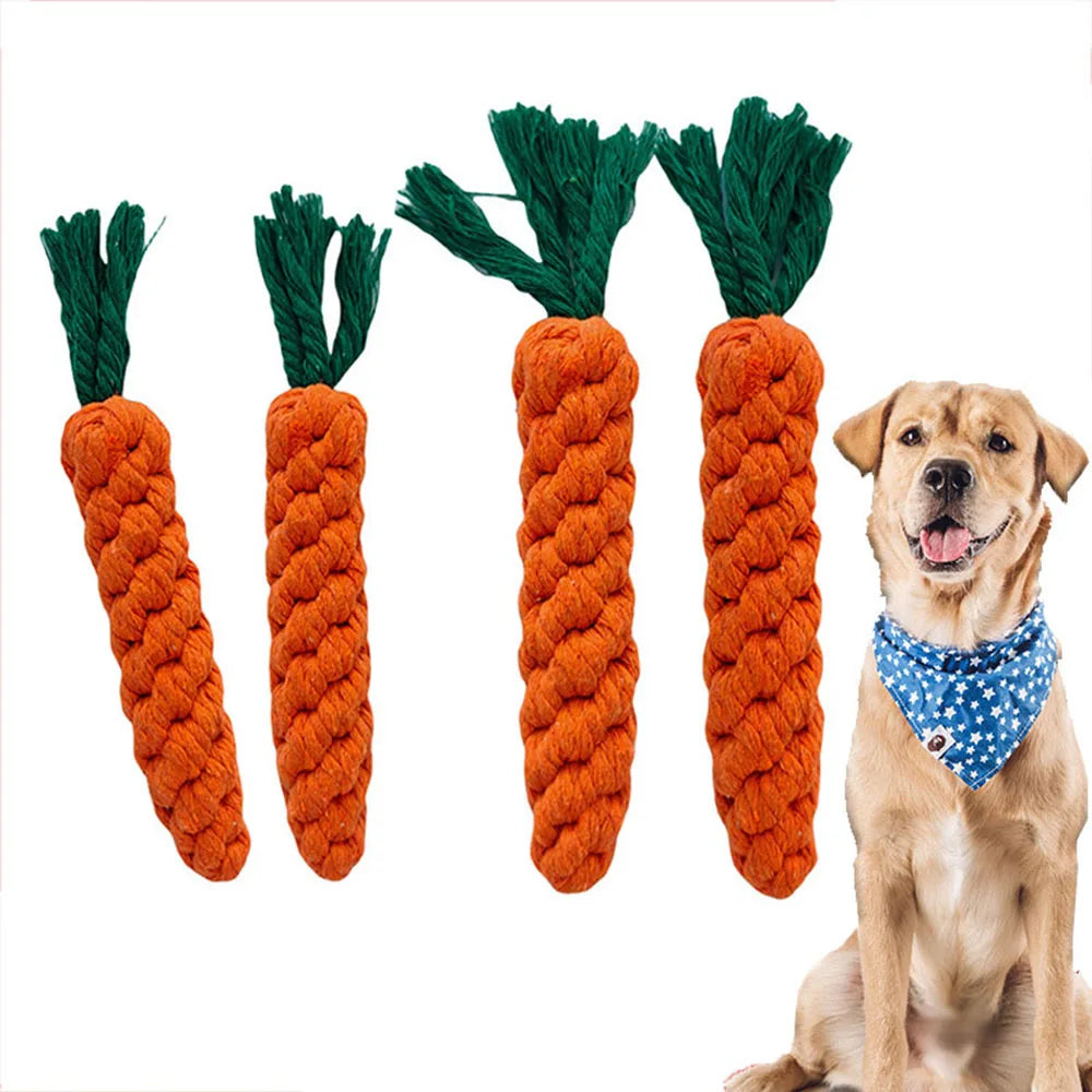 Carrot-Shaped Dog Chew Toy – Durable Rope for Puppies
