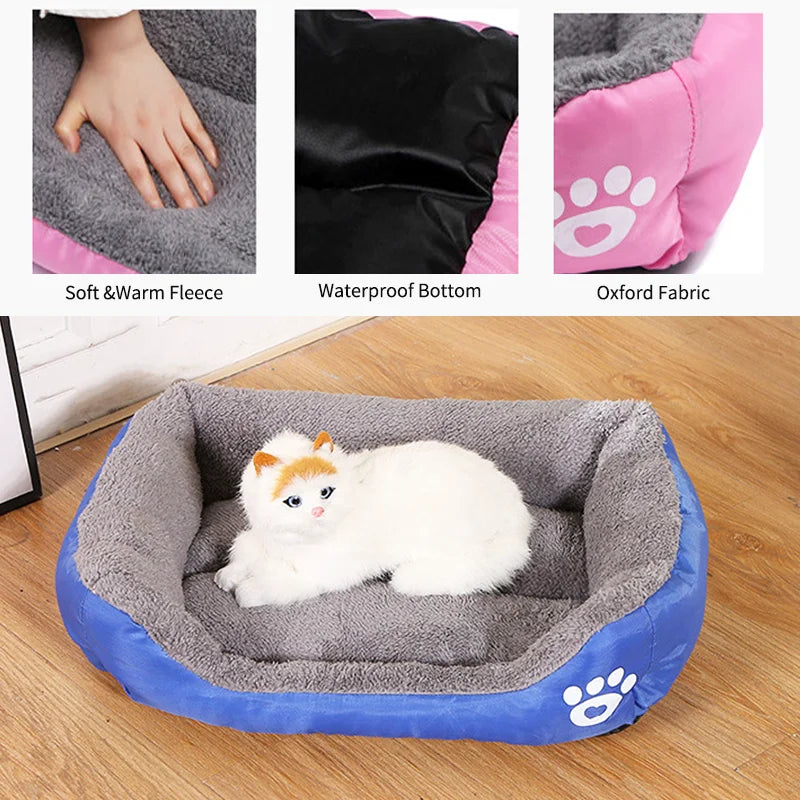 Large Square Pet Bed – Plush Washable Dog & Cat Sofa