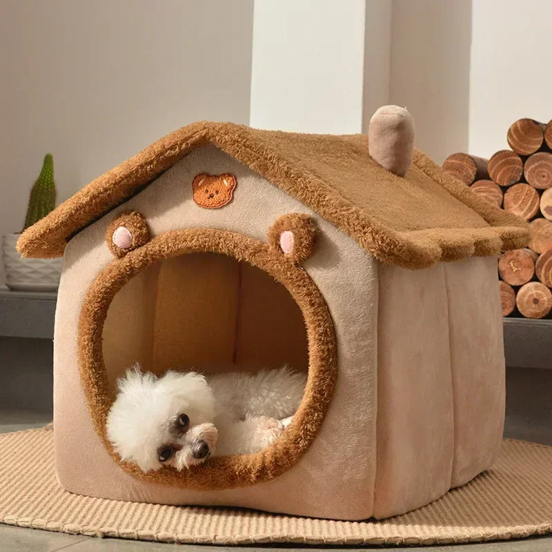 Foldable Dog & Cat House Bed – Warm Pet Nest for Small & Medium Pets