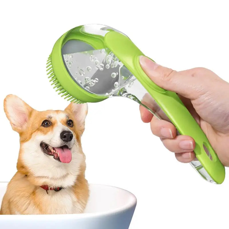 Pet Shampoo Bath Brush with Soap Dispenser – Soft Silicone Grooming Tool