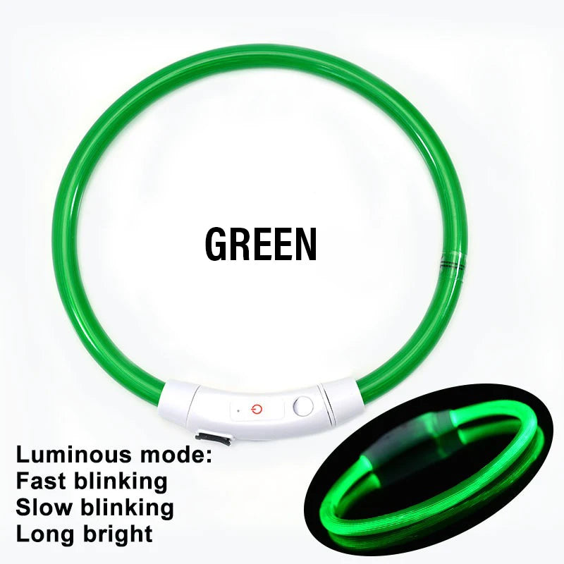 USB Rechargeable LED Dog Collar - 3 Mode Glow Collar for Night Safety