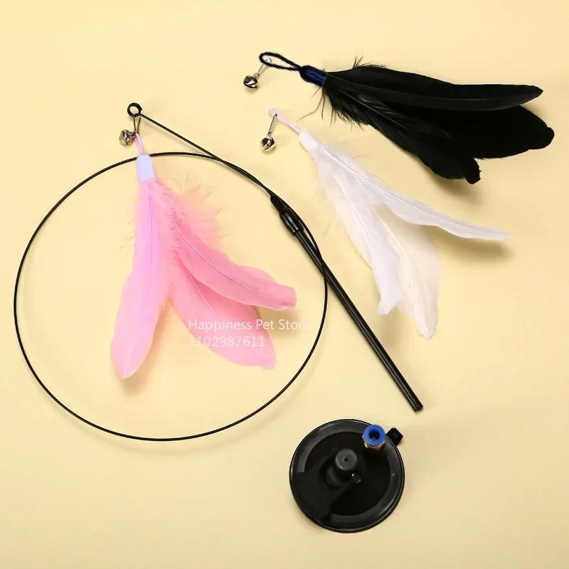 Cat Teaser Wand Toy – Bell & Replaceable Feather Interactive Stick