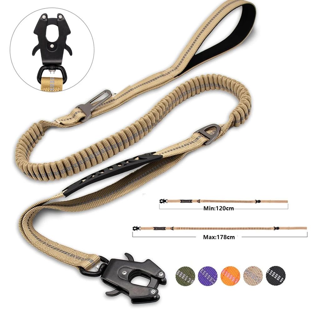 Reflective Bungee Dog Leash – Heavy-Duty No-Pull Leash with Seatbelt