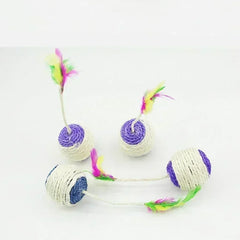Sisal Cat Scratching Ball – Interactive Feather Toy for Kittens