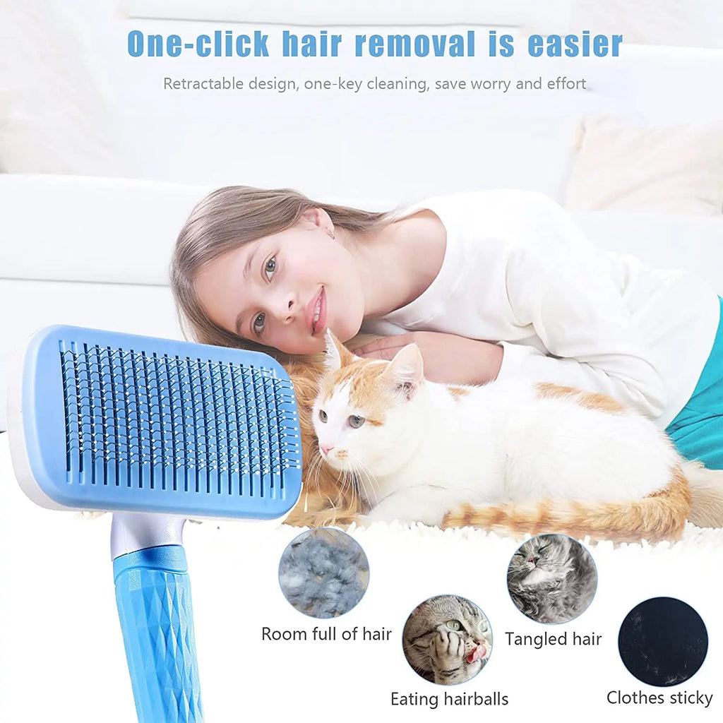 Pet Grooming Brush – Dog & Cat Hair Remover Comb for Long Hair