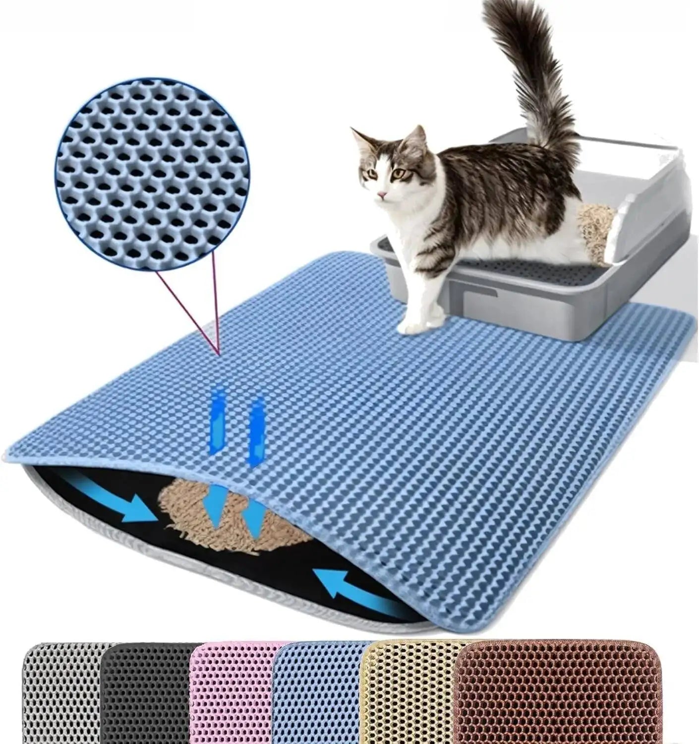 Honeycomb Cat Litter Mat - Double Layer Waterproof & Easy Clean Design