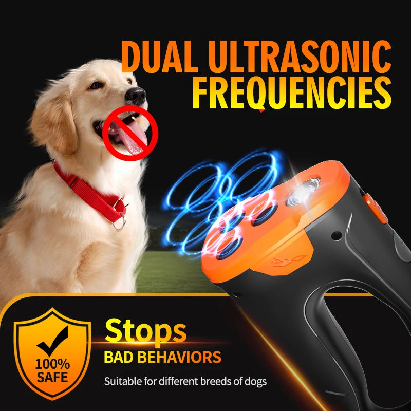 Ultrasonic Dog Training Device - Anti-Bark Deterrent with LED Flashlight