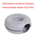Felt Donut Cat Bed – 2-in-1 Hideaway & Tunnel for Cats