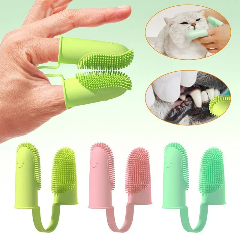 Pet Finger Toothbrush - Super Soft Silicone Teeth Cleaning Tool for Dogs & Cats