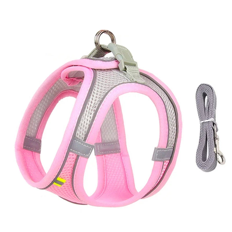 Adjustable Puppy Harness Set - Reflective Vest with Leash for Small Dogs