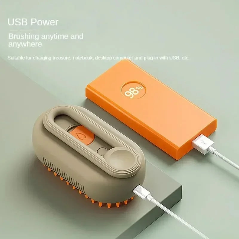 3-in-1 Steamy Pet Brush – Electric Dog & Cat Grooming Comb with Spray