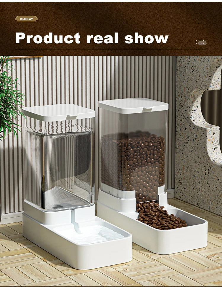Automatic Cat Feeder & Water Dispenser – Gravity Food Container for Pets