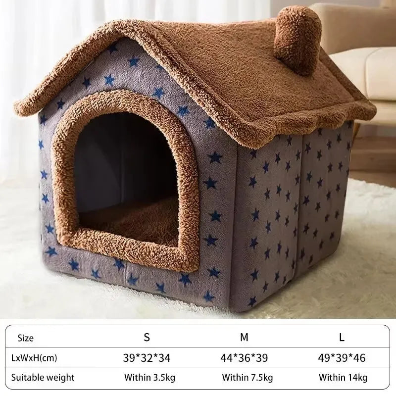 Foldable Dog & Cat House Bed – Warm Pet Nest for Small & Medium Pets