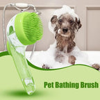 Pet Shampoo Bath Brush with Soap Dispenser – Soft Silicone Grooming Tool