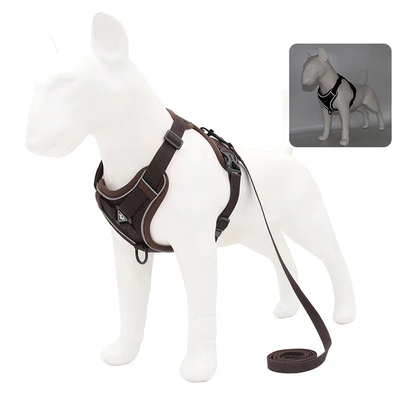 No-Pull Dog & Cat Harness Set – Adjustable Reflective Vest with Leash