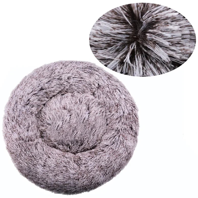 Round Plush Pet Bed – Soft Warm Dog & Cat Bed for Winter