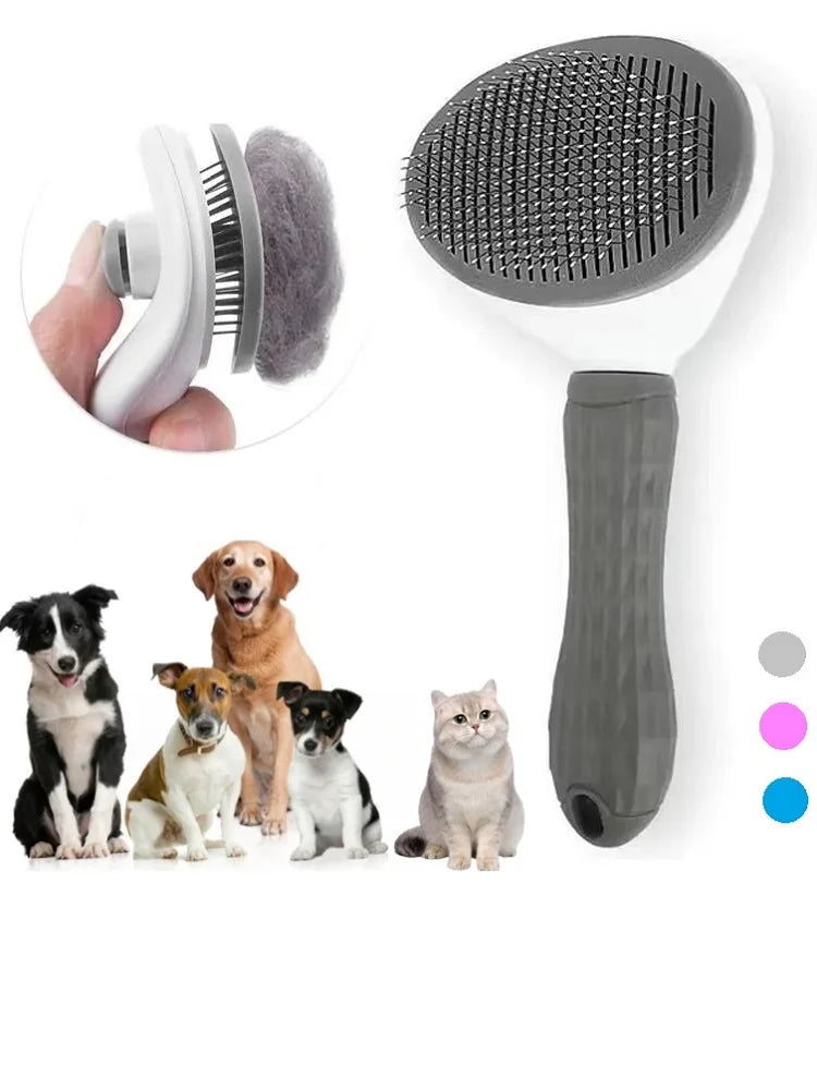 Self-Cleaning Pet Hair Comb – Cat & Dog Grooming Slicker Brush