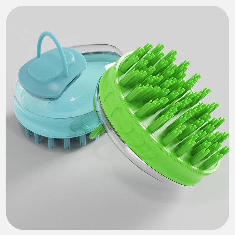 2-in-1 Pet Bath Brush - Silicone Grooming Comb & Shampoo Dispenser