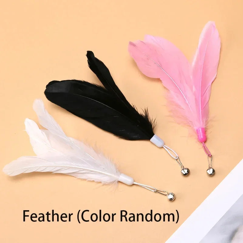 Cat Teaser Wand Toy – Bell & Replaceable Feather Interactive Stick