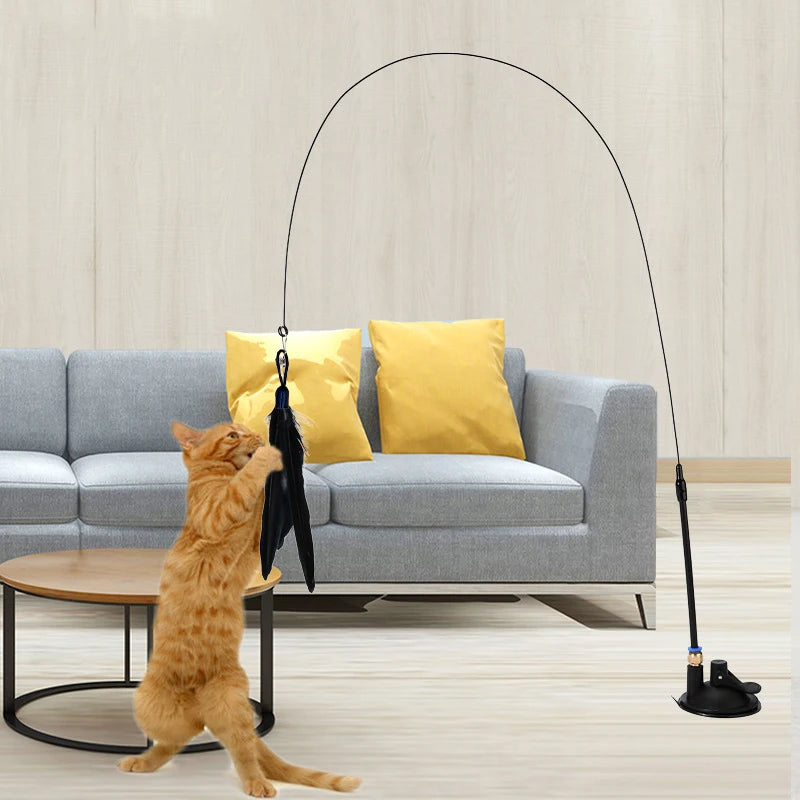 Cat Teaser Wand Toy – Bell & Replaceable Feather Interactive Stick