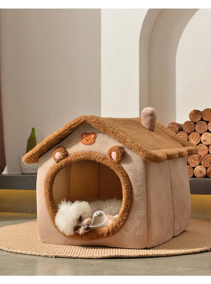Foldable Dog & Cat House Bed – Warm Pet Nest for Small & Medium Pets