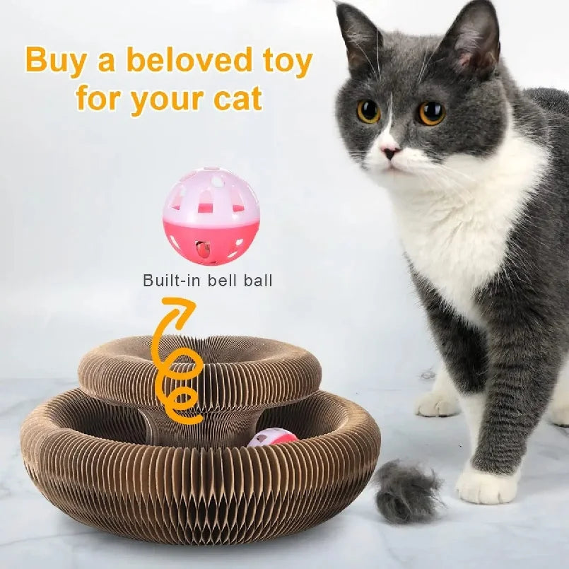 Foldable Cat Scratcher Bed - Curved Cardboard Scratcher & Lounge