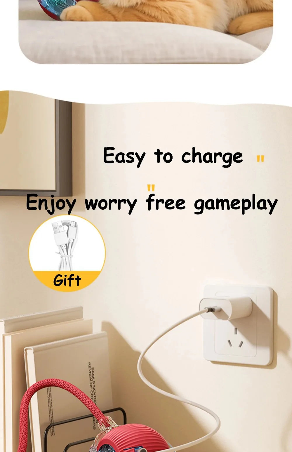 Automatic Cat Ball Toy – Smart Rolling Ball with Faux Tail