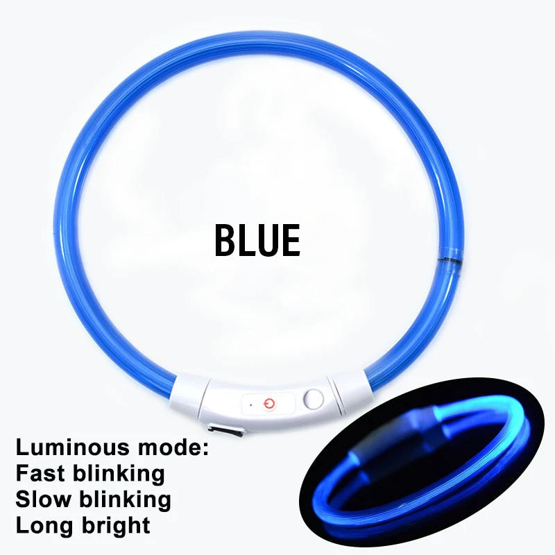 USB Rechargeable LED Dog Collar - 3 Mode Glow Collar for Night Safety