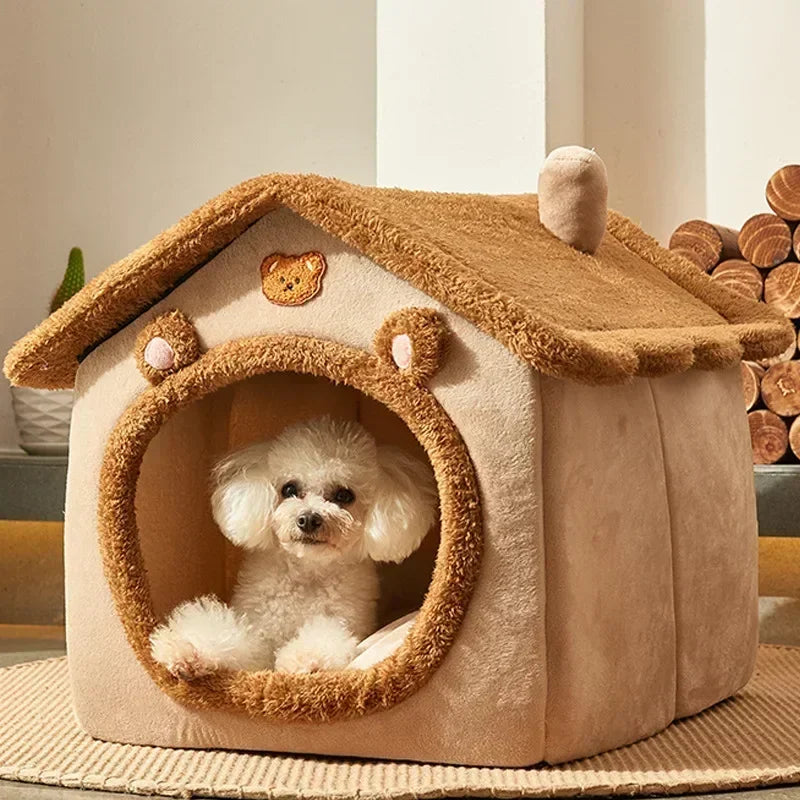 Foldable Dog & Cat House Bed – Warm Pet Nest for Small & Medium Pets