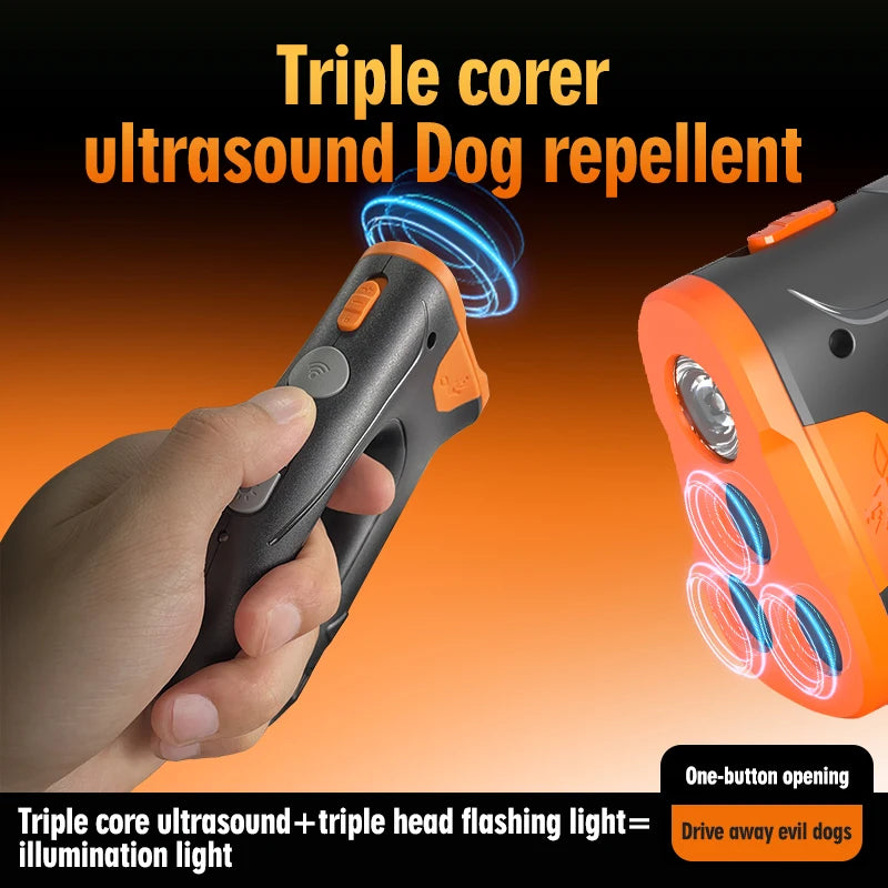 Ultrasonic Dog Training Device - Anti-Bark Deterrent with LED Flashlight