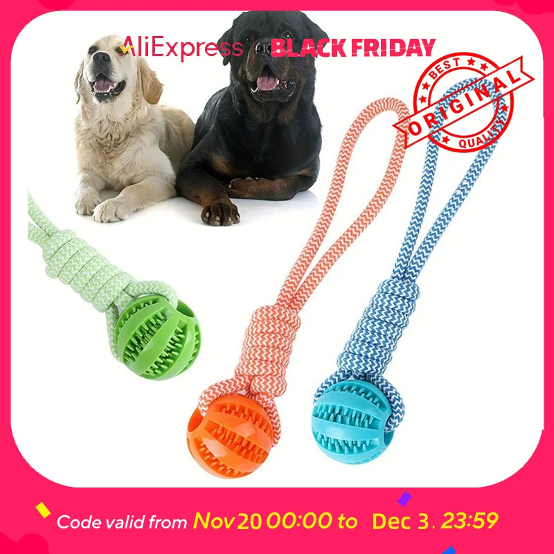 Interactive Dog Toy 3-Pack - Tug Rope, Treat Ball & Chew Toy for Large Breeds