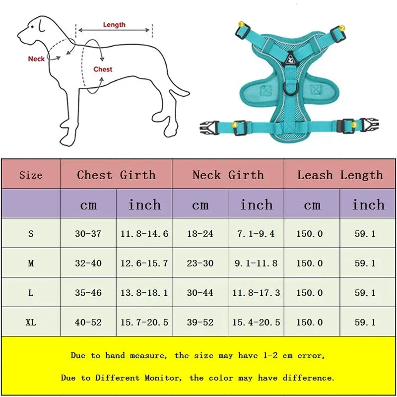 No-Pull Dog & Cat Harness Set – Adjustable Reflective Vest with Leash