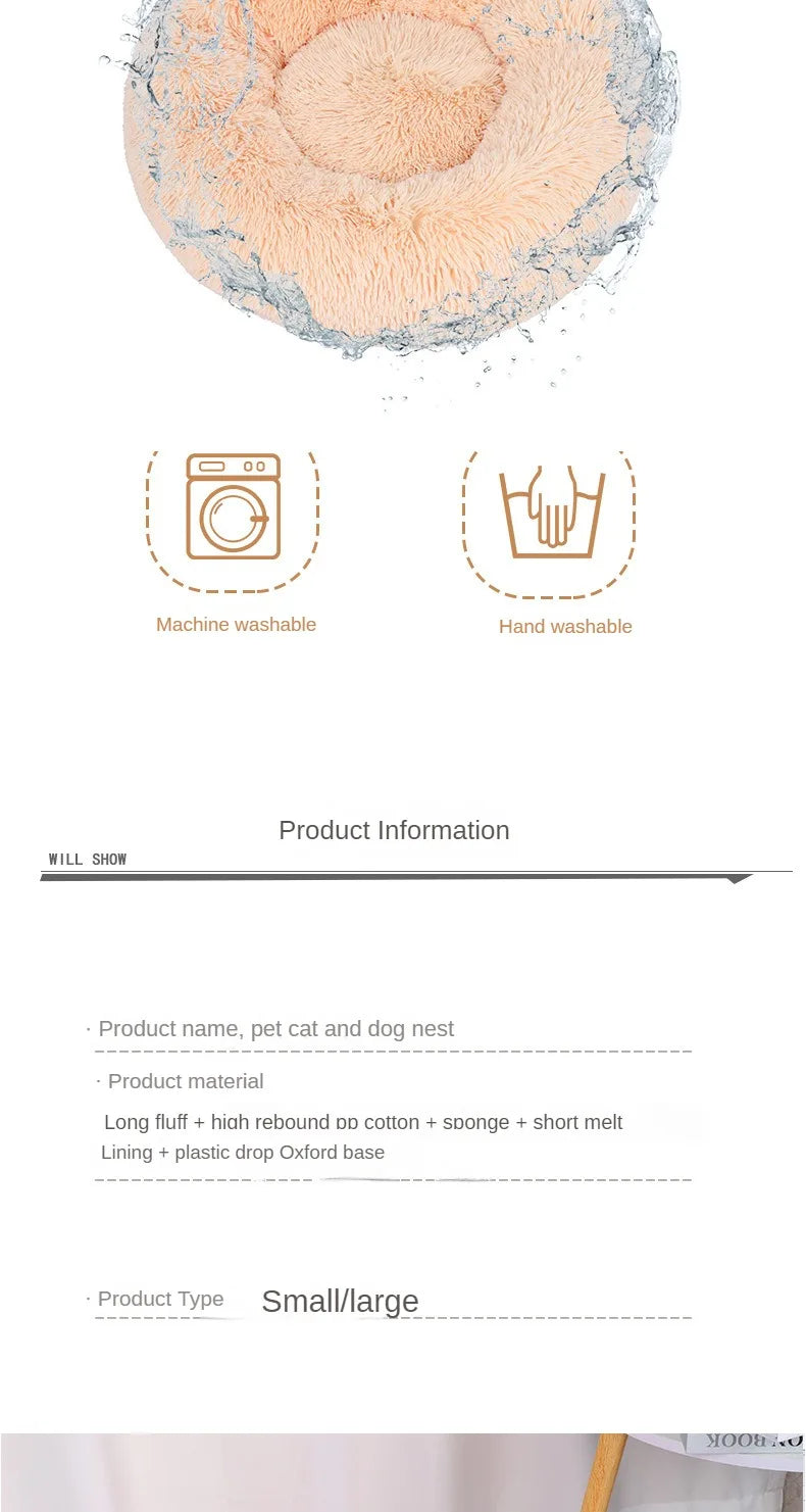 Plush Cat & Dog Nest – Warm Detachable Pet Bed for Winter