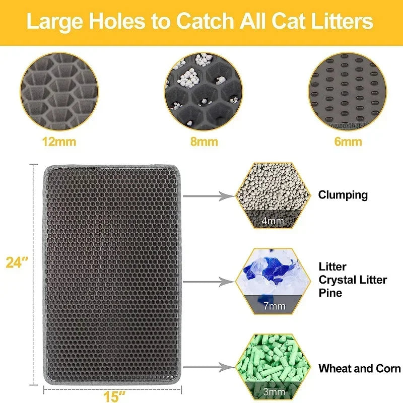Waterproof Cat Litter Mat – Double Layer Non-Slip Pet Clean Pad