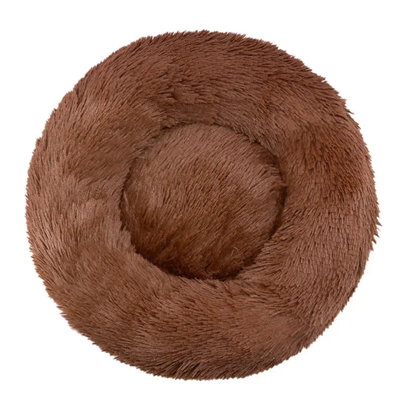 Round Plush Pet Bed – Soft Warm Dog & Cat Bed for Winter