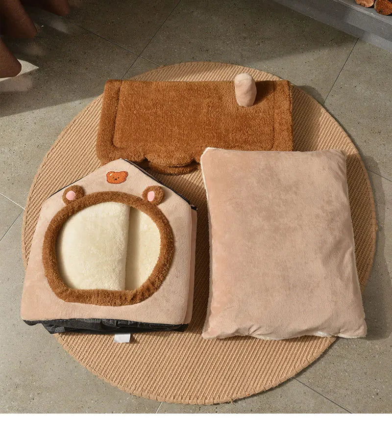 Foldable Dog & Cat House Bed – Warm Pet Nest for Small & Medium Pets