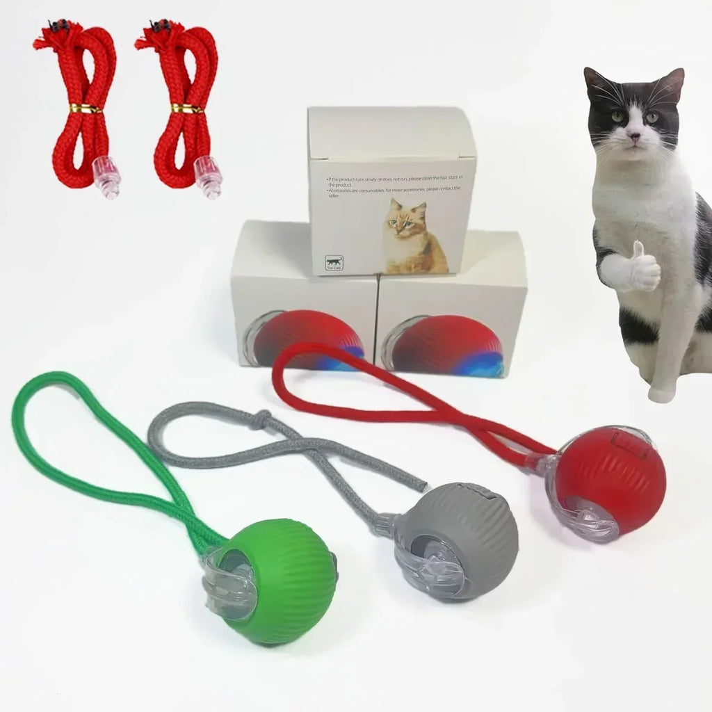 Smart Interactive Cat Ball - Automatic Rolling with Tail & Obstacle Avoidance
