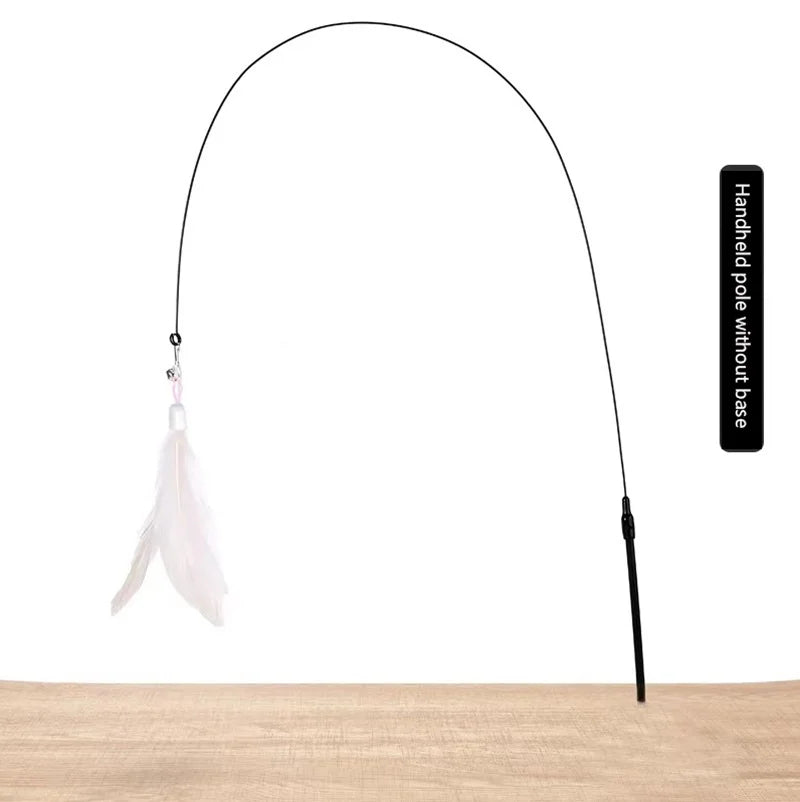 Cat Teaser Wand Toy – Bell & Replaceable Feather Interactive Stick