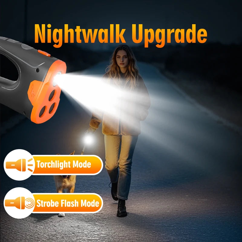 Ultrasonic Dog Training Device - Anti-Bark Deterrent with LED Flashlight