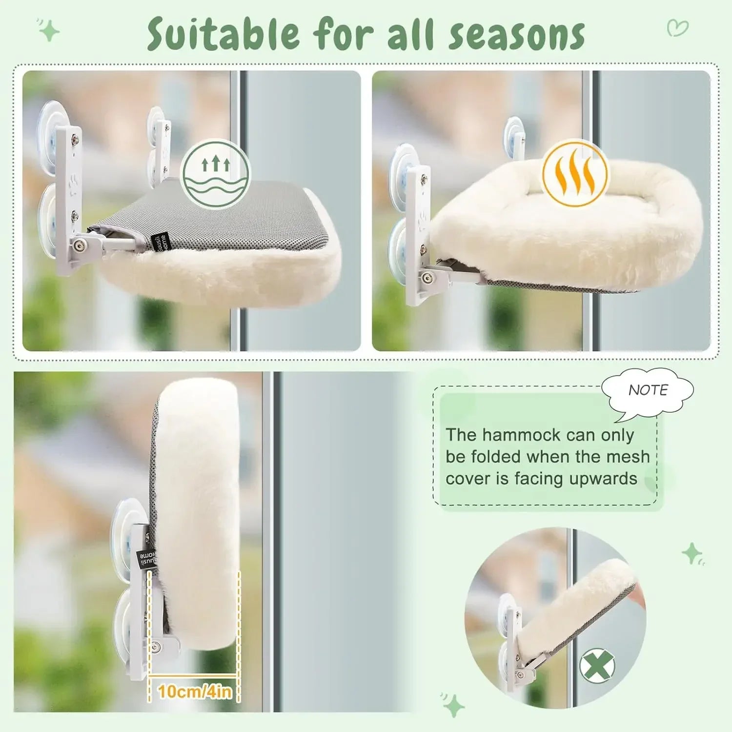 Window Cat Hammock - Suction Cup Mounted Sunbathing Perch