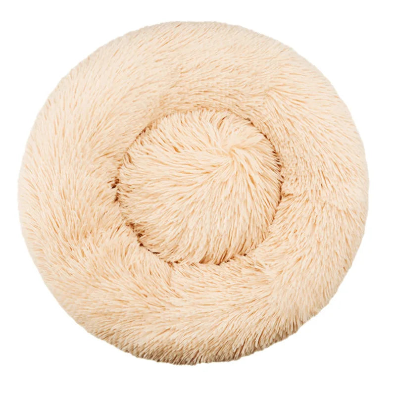 Round Plush Pet Bed – Warm Washable Dog & Cat Sofa